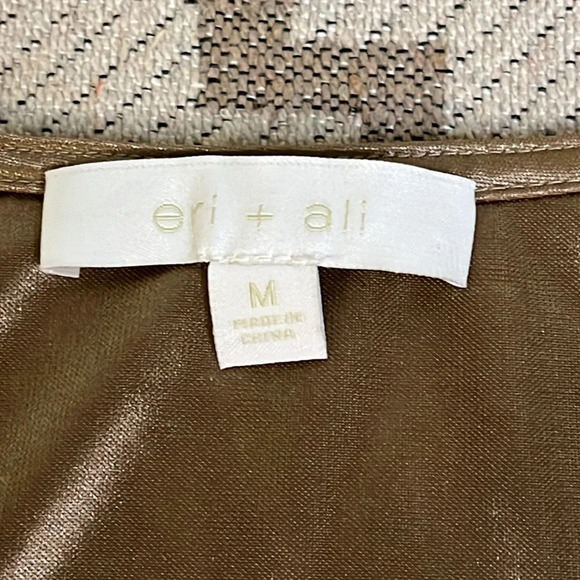 Anthropologie Eri + Ali metallic faux wrap sleeveless elastic waistband blouse - Picture 7 of 17
